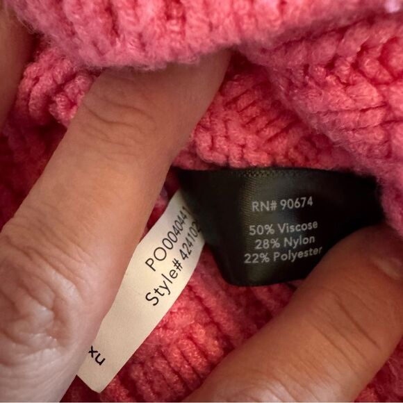 Boston Proper Embellished Cable Pullover Sweater Pink Carnation Size XL - Picture 6 of 8